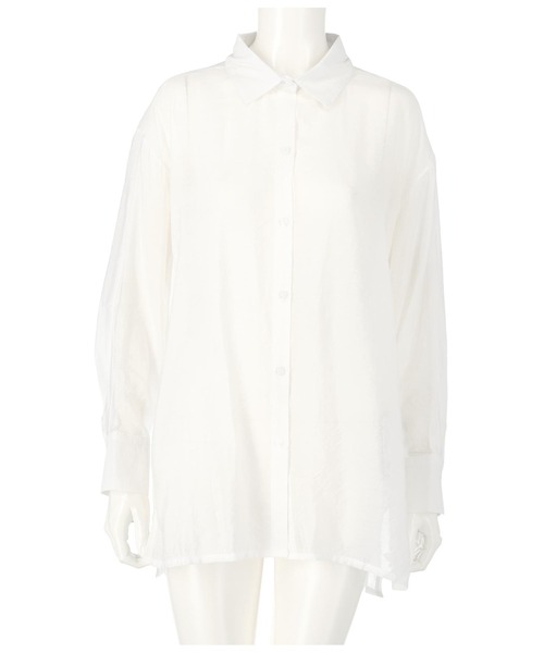 ANAP（アナップ）の「シアーオーバーサイズシャツ（シャツ/ブラウス・レディース・ベージュ/グレー/ホワイト/ブラック・FREE）」の9枚目の写真