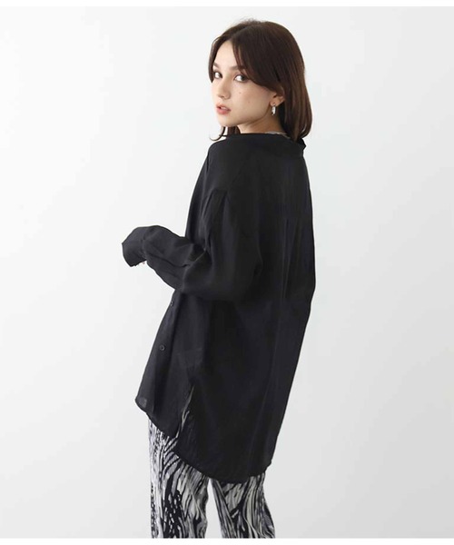 ANAP（アナップ）の「シアーオーバーサイズシャツ（シャツ/ブラウス・レディース・ベージュ/グレー/ホワイト/ブラック・FREE）」の13枚目の写真