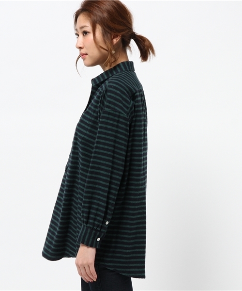 Spick & Span（スピックアンドスパン）の「Leclair メンネルBORDER プルオーバー（シャツ/ブラウス・レディース・チャコールグレー/グリーン・FREE）」の4枚目の写真