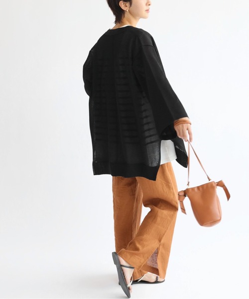 JOURNAL STANDARD relume（ジャーナルスタンダード　レリューム）の「シアーストールカーディガン（ニット/セーター・レディース・ブラック/ベージュ/オレンジ・FREE）」の11枚目の写真