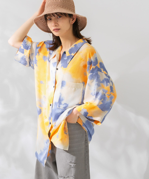 KBF（ケイビーエフ）の「ペイントプリントシャツ（シャツ/ブラウス・レディース・ブラウン系その他/ブルー系その他/オレンジ系その他・ONE）」の7枚目の写真