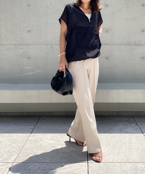 Re:EDIT（リエディ）の「[神山まりあさん着用]アノラックノースリーブシアープルオーバー（ベスト・レディース・ブラック/ホワイト/グレイッシュベージュ・MEDIUM/LARGE）」の15枚目の写真