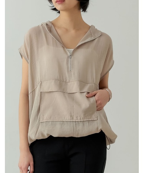 Re:EDIT（リエディ）の「[神山まりあさん着用]アノラックノースリーブシアープルオーバー（ベスト・レディース・ブラック/ホワイト/グレイッシュベージュ・MEDIUM/LARGE）」の21枚目の写真