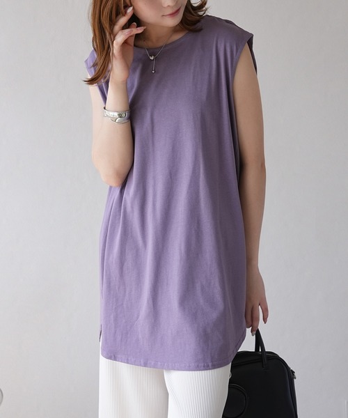 IAMUSE(アイアミューズ)の「クルーネックボックスタンクトップ S0694【IAMUSE】(Tシャツ/カットソー・レディース・ブラック/モカ/オフホワイト/ダークパープル・FREE)」の4枚目の写真