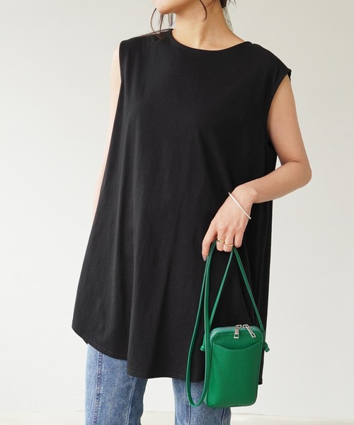 IAMUSE(アイアミューズ)の「クルーネックボックスタンクトップ S0694【IAMUSE】(Tシャツ/カットソー・レディース・ブラック/モカ/オフホワイト/ダークパープル・FREE)」の6枚目の写真