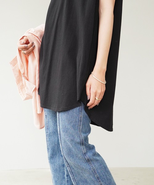 IAMUSE(アイアミューズ)の「クルーネックボックスタンクトップ S0694【IAMUSE】(Tシャツ/カットソー・レディース・ブラック/モカ/オフホワイト/ダークパープル・FREE)」の8枚目の写真