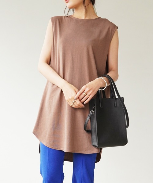 IAMUSE(アイアミューズ)の「クルーネックボックスタンクトップ S0694【IAMUSE】(Tシャツ/カットソー・レディース・ブラック/モカ/オフホワイト/ダークパープル・FREE)」の11枚目の写真