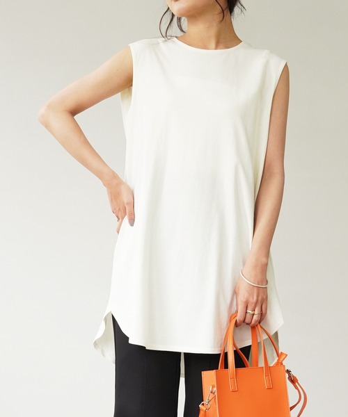 IAMUSE(アイアミューズ)の「クルーネックボックスタンクトップ S0694【IAMUSE】(Tシャツ/カットソー・レディース・ブラック/モカ/オフホワイト/ダークパープル・FREE)」の17枚目の写真