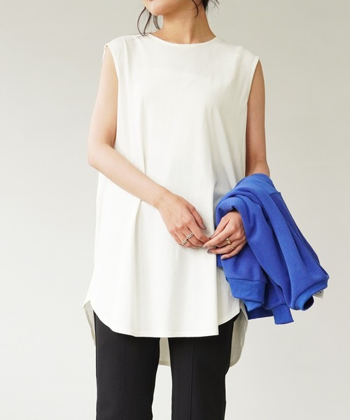 IAMUSE(アイアミューズ)の「クルーネックボックスタンクトップ S0694【IAMUSE】(Tシャツ/カットソー・レディース・ブラック/モカ/オフホワイト/ダークパープル・FREE)」の18枚目の写真