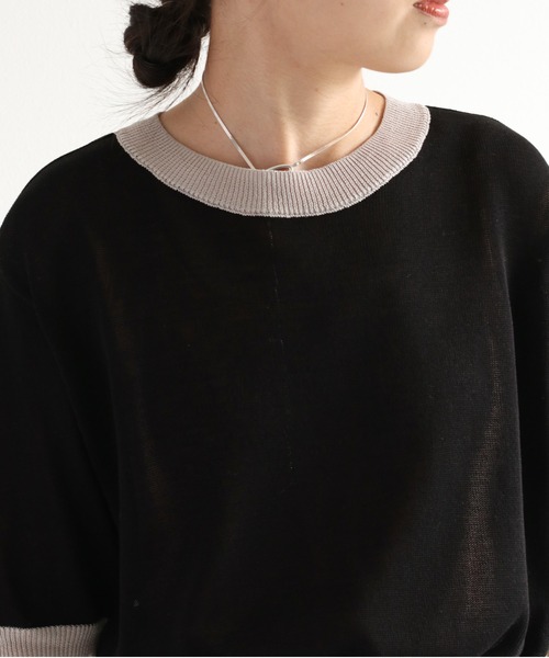 cepo(セポ)の「リンガーサマーニット(ニット/セーター・レディース・ブラック/オフホワイト/グリーン・M)」の11枚目の写真