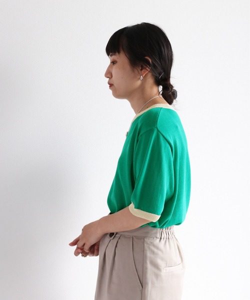 cepo(セポ)の「リンガーサマーニット(ニット/セーター・レディース・ブラック/オフホワイト/グリーン・M)」の18枚目の写真