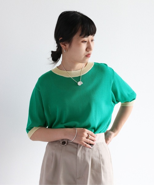 cepo(セポ)の「リンガーサマーニット(ニット/セーター・レディース・ブラック/オフホワイト/グリーン・M)」の17枚目の写真