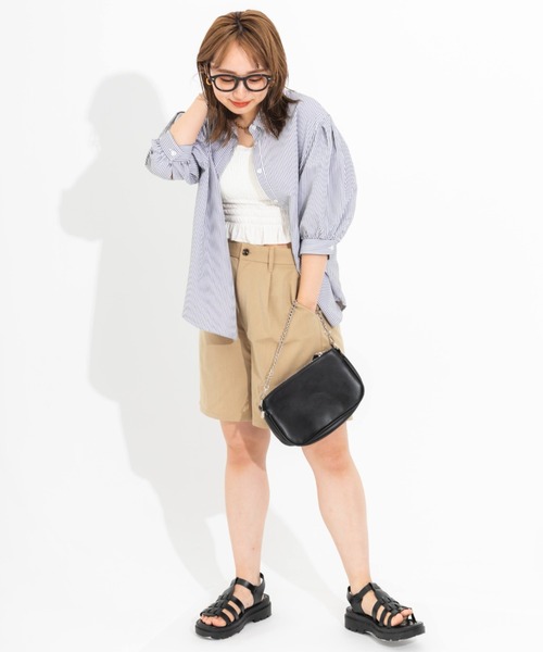 nemne store（ネンネストア）の「【低身長用サイズあり】タック入りフレアショートパンツ（その他パンツ・レディース・ブラック/ベージュ・SMALL/MEDIUM）」の11枚目の写真