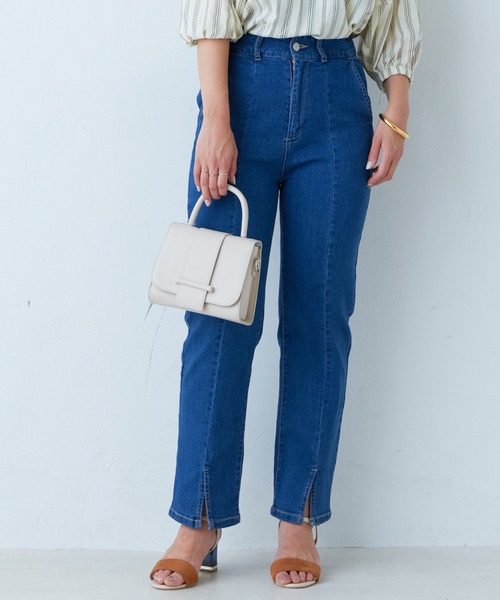 natural couture(ナチュラルクチュール)の「冷感デニムセンターシームスリットパンツ(その他パンツ・レディース・インディゴブルー/ブルー・MEDIUM/LARGE)」の11枚目の写真