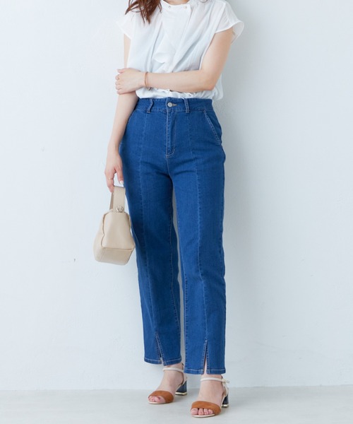 natural couture(ナチュラルクチュール)の「冷感デニムセンターシームスリットパンツ(その他パンツ・レディース・インディゴブルー/ブルー・MEDIUM/LARGE)」の16枚目の写真