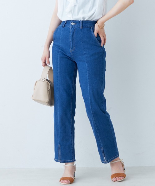 natural couture(ナチュラルクチュール)の「冷感デニムセンターシームスリットパンツ(その他パンツ・レディース・インディゴブルー/ブルー・MEDIUM/LARGE)」の14枚目の写真
