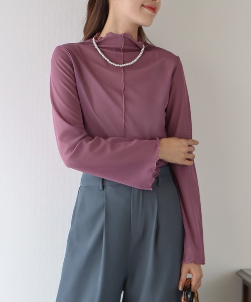 BLUEEAST（ブルーイースト）の「2wayシアーメロウトップス（Tシャツ/カットソー・レディース・オフホワイト/ブラック/ブラウン/グリーン/ピンク・MEDIUM）」の5枚目の写真