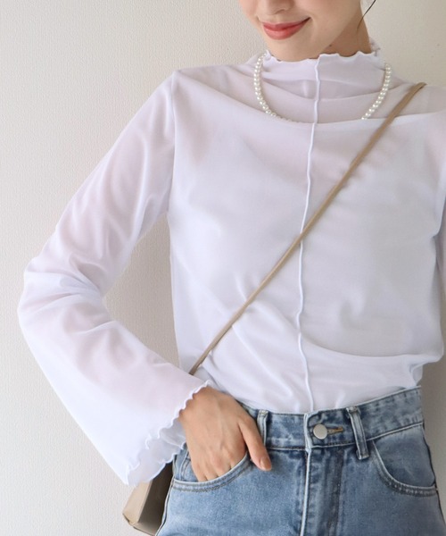 BLUEEAST（ブルーイースト）の「2wayシアーメロウトップス（Tシャツ/カットソー・レディース・オフホワイト/ブラック/ブラウン/グリーン/ピンク・MEDIUM）」の18枚目の写真