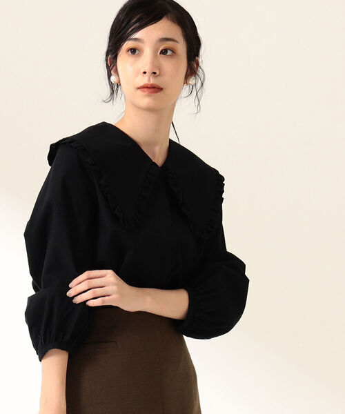 Demi-Luxe BEAMS（デミルクス ビームス）の「Demi-Luxe BEAMS / フリル カラー シャツ（シャツ/ブラウス・レディース・ホワイト/ブラック・38/36）」の2枚目の写真