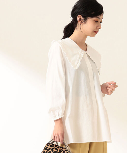 Demi-Luxe BEAMS（デミルクス ビームス）の「Demi-Luxe BEAMS / フリル カラー シャツ（シャツ/ブラウス・レディース・ホワイト/ブラック・38/36）」の3枚目の写真