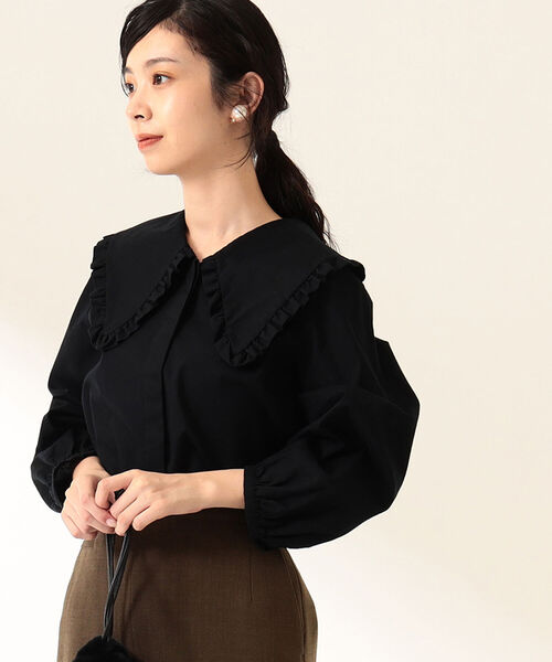 Demi-Luxe BEAMS（デミルクス ビームス）の「Demi-Luxe BEAMS / フリル カラー シャツ（シャツ/ブラウス・レディース・ホワイト/ブラック・38/36）」の7枚目の写真