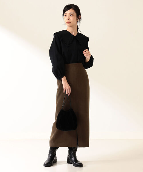 Demi-Luxe BEAMS（デミルクス ビームス）の「Demi-Luxe BEAMS / フリル カラー シャツ（シャツ/ブラウス・レディース・ホワイト/ブラック・38/36）」の10枚目の写真