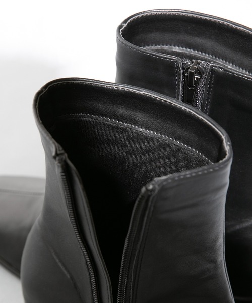 menue（メヌエ）の「スクエアトゥ 台形ヒール ショートブーツ（ブーツ・レディース・ブラック/カーキ/アイボリー/ベージュ系その他/シルバー/ブラック系・LL/3L/S/M/L/XS）」の12枚目の写真