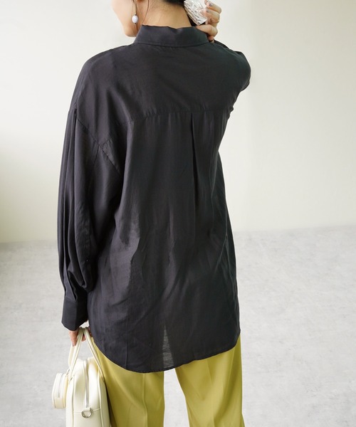 IAMUSE（アイアミューズ）の「レーヨンスリーブスリットシャツ S0710【IAMUSE】（シャツ/ブラウス・レディース・ピンク/ライトベージュ/ブラック/オリーブ・FREE）」の14枚目の写真