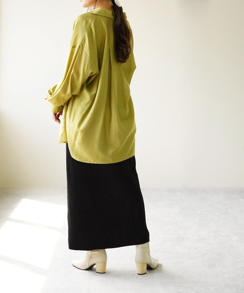 IAMUSE（アイアミューズ）の「レーヨンスリーブスリットシャツ S0710【IAMUSE】（シャツ/ブラウス・レディース・ピンク/ライトベージュ/ブラック/オリーブ・FREE）」の16枚目の写真