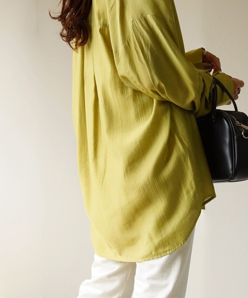 IAMUSE（アイアミューズ）の「レーヨンスリーブスリットシャツ S0710【IAMUSE】（シャツ/ブラウス・レディース・ピンク/ライトベージュ/ブラック/オリーブ・FREE）」の19枚目の写真