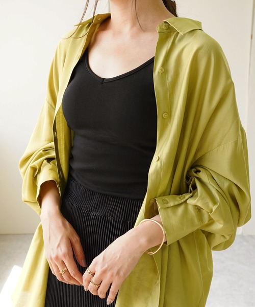 IAMUSE（アイアミューズ）の「レーヨンスリーブスリットシャツ S0710【IAMUSE】（シャツ/ブラウス・レディース・ピンク/ライトベージュ/ブラック/オリーブ・FREE）」の20枚目の写真