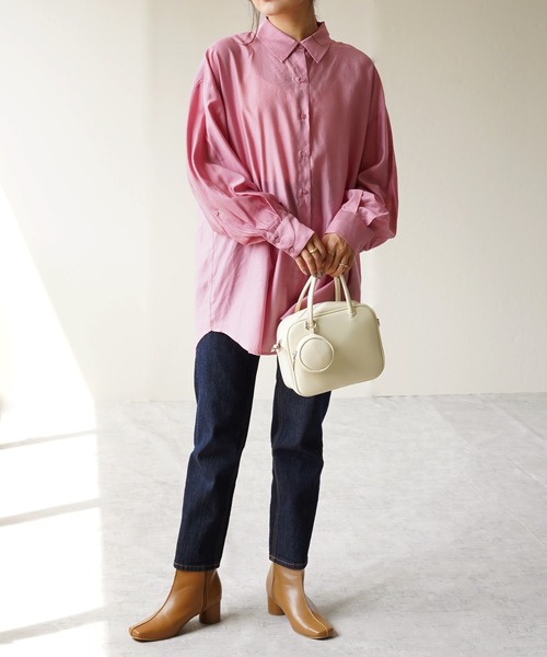 IAMUSE（アイアミューズ）の「レーヨンスリーブスリットシャツ S0710【IAMUSE】（シャツ/ブラウス・レディース・ピンク/ライトベージュ/ブラック/オリーブ・FREE）」の21枚目の写真