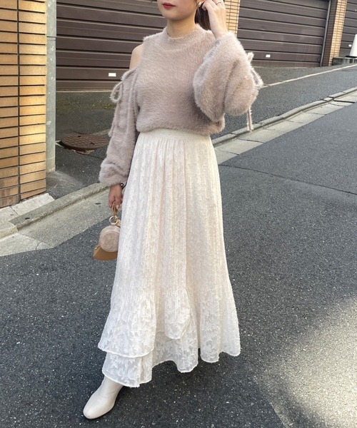 one after another NICE CLAUP（ワンアフターアナザーナイスクラップ）の「動くたびに上品に揺れる　プリーツスカート（スカート・レディース・アイボリー/モカ/アッシュグレー/アニマル・FREE）」の17枚目の写真