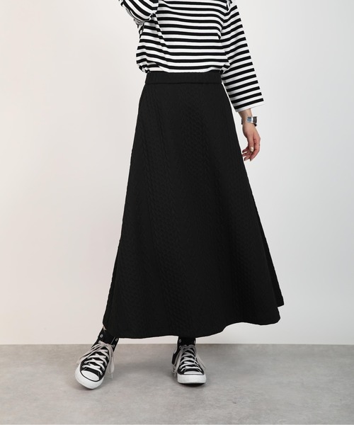 PICCIN（ピッチン）の「【セットアップ可能】キルティングフレアスカート（スカート・レディース・ブラック/アイボリー・M）」の2枚目の写真