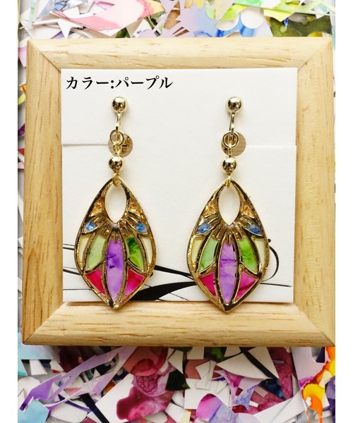 tone(トーン)の「【零-Rei-】彩生シリーズ 羽 イヤリング(MA)(イヤリング・レディース・ピンク/グリーン/オレンジ/レッド/パープル・FREE)」の2枚目の写真