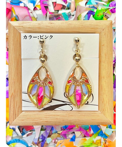 tone(トーン)の「【零-Rei-】彩生シリーズ 羽 イヤリング(MA)(イヤリング・レディース・ピンク/グリーン/オレンジ/レッド/パープル・FREE)」の3枚目の写真