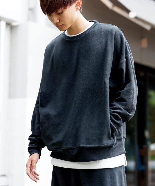 Beno（ビーノ）の「マイクロフリース リラックスオーバーシルエット クルーネックトレーナー（スウェット・メンズ・グリーン/ブラック/チャコールグレー/ネイビー/グレイッシュブルー/オフホワイト/ライトパープル/グレイッシュベージュ・L/M/S/XL）」の20枚目の写真