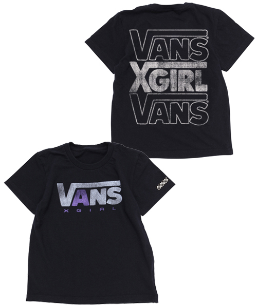 X-girl Stages（エックスガールステージス）の「XGS★×VANS S/S TEE ONE STEP BEYOND (2T)（Tシャツ/カットソー・キッズ・ホワイト/ブラック・2T）」の2枚目の写真