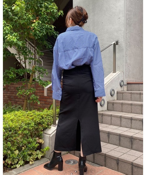 LiSeek（リシーク）の「【LiSeeK】ストライプスリーブ釦シャツ（シャツ/ブラウス・レディース・ホワイト/ネイビー/ブラウン・FREE）」の10枚目の写真