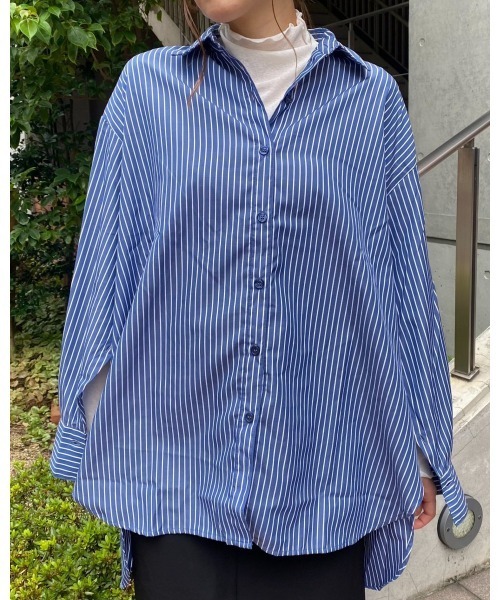 LiSeek（リシーク）の「【LiSeeK】ストライプスリーブ釦シャツ（シャツ/ブラウス・レディース・ホワイト/ネイビー/ブラウン・FREE）」の17枚目の写真