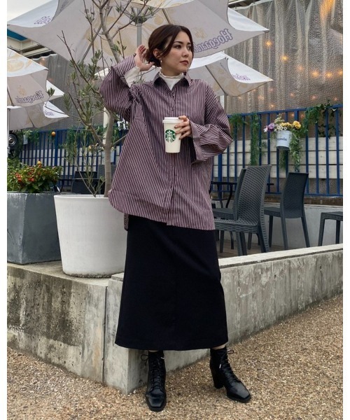 LiSeek（リシーク）の「【LiSeeK】ストライプスリーブ釦シャツ（シャツ/ブラウス・レディース・ホワイト/ネイビー/ブラウン・FREE）」の20枚目の写真