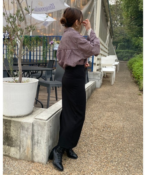 LiSeek（リシーク）の「【LiSeeK】ストライプスリーブ釦シャツ（シャツ/ブラウス・レディース・ホワイト/ネイビー/ブラウン・FREE）」の14枚目の写真