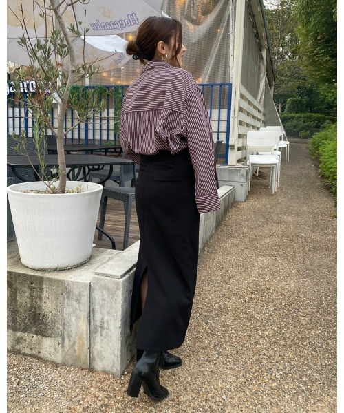 LiSeek（リシーク）の「【LiSeeK】ストライプスリーブ釦シャツ（シャツ/ブラウス・レディース・ホワイト/ネイビー/ブラウン・FREE）」の4枚目の写真