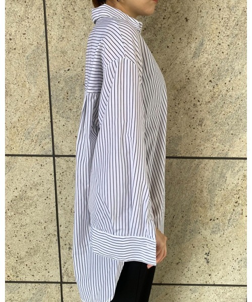 LiSeek（リシーク）の「【LiSeeK】ストライプスリーブ釦シャツ（シャツ/ブラウス・レディース・ホワイト/ネイビー/ブラウン・FREE）」の9枚目の写真