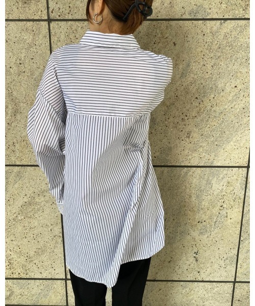 LiSeek（リシーク）の「【LiSeeK】ストライプスリーブ釦シャツ（シャツ/ブラウス・レディース・ホワイト/ネイビー/ブラウン・FREE）」の22枚目の写真