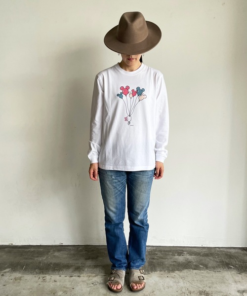 MICKEY MOUSE(ミッキーマウス)の「FD:【キャラチョイ】Disney ディズニー ミッキーマウス ミニーマウス ロングスリーブ Tシャツ(スウェット・レディース・ホワイト系3/ホワイト系1/パープル/ホワイト系5/ブルー/ホワイト系4/ベージュ/ホワイト系2・XL/M/S/L)」の3枚目の写真