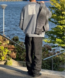 フェイクスウェードバックデザインスウェット