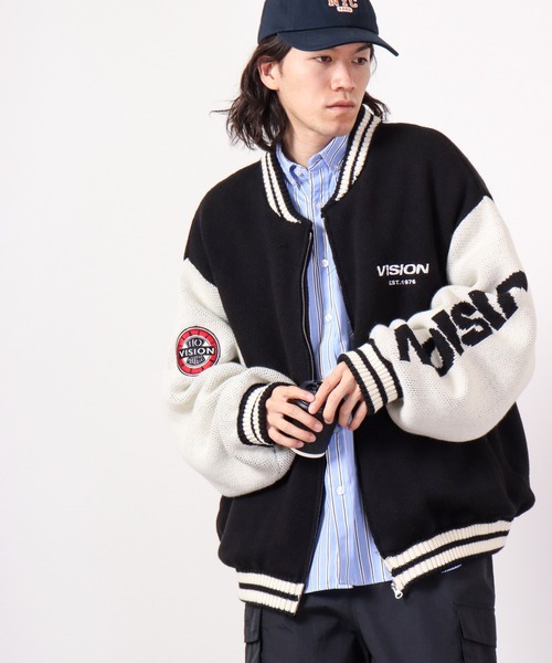 VISION STREET WEAR(ヴィジョンストリートウェア)の「VISION STREET WEAR ニット中綿スタジャン(スタジャン・メンズ・オフホワイト/ブラック・M/L)」の9枚目の写真