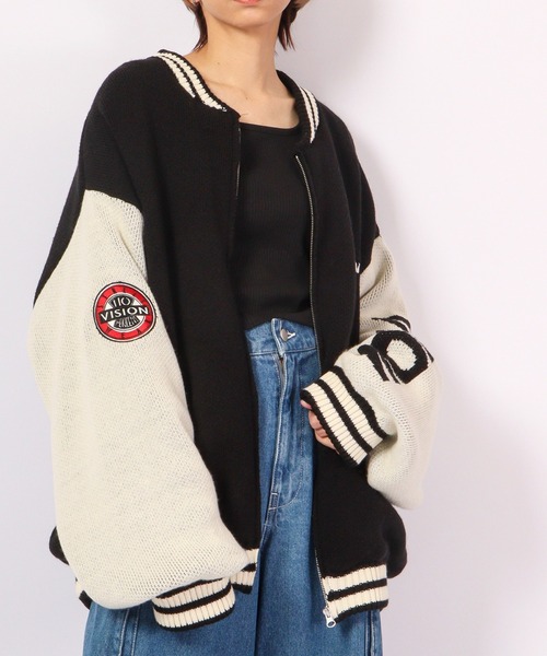 VISION STREET WEAR(ヴィジョンストリートウェア)の「VISION STREET WEAR ニット中綿スタジャン(スタジャン・メンズ・オフホワイト/ブラック・M/L)」の5枚目の写真