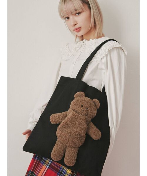 merry jenny（メリージェニー）の「one bear tote（トートバッグ・レディース・ブラック/オフホワイト・FREE）」の14枚目の写真